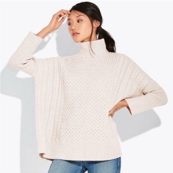 AYR Sweaters - AYR Le Square Cable-Knit Mockneck Sweater